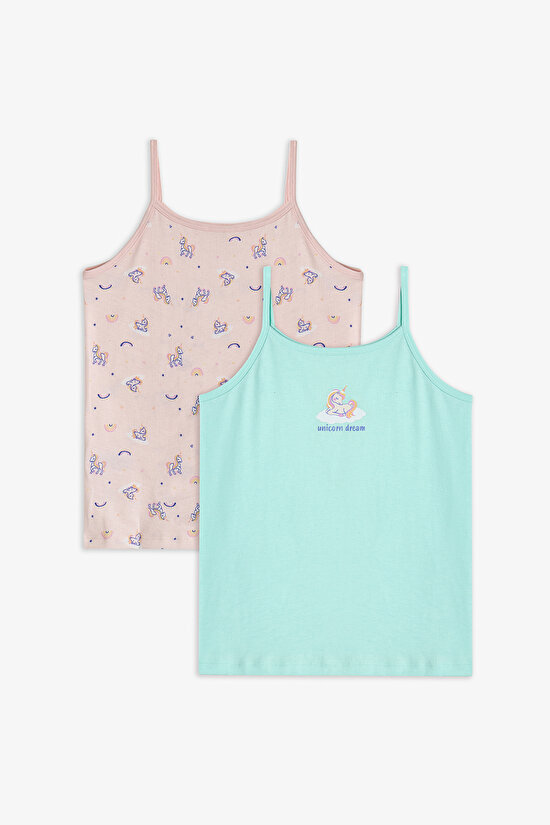 Mint Green Girls Unicorn Dream 2 in1 Tank Top - 1