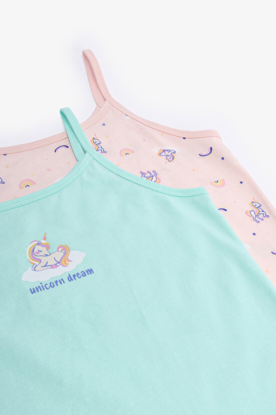 Mint Green Girls Unicorn Dream 2 in1 Tank Top - 4