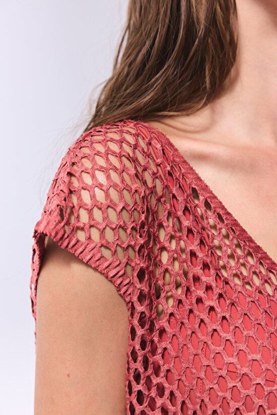 Light Brown Lora Fishnet Dress Light Brown Lora Fishnet Dress - 3