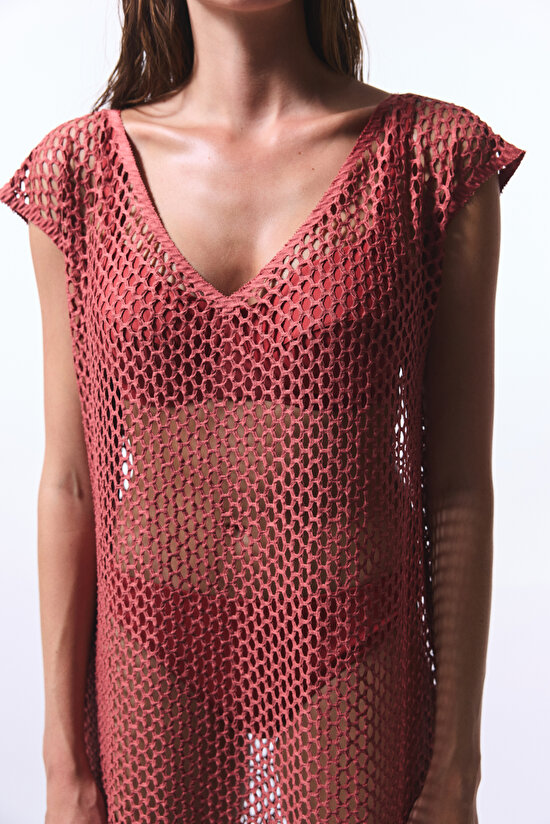 Light Brown Lora Fishnet Dress Light Brown Lora Fishnet Dress - 4