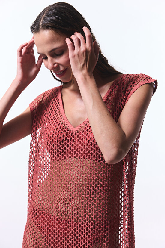 Light Brown Lora Fishnet Dress Light Brown Lora Fishnet Dress - 5