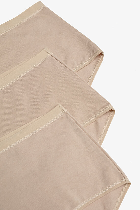 Beige Cotton High Waist 3 in1 Slip - 5