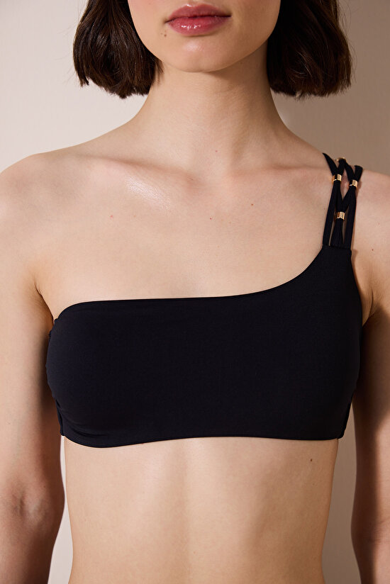 Danny One Shoulder Black Bikini Top - 4