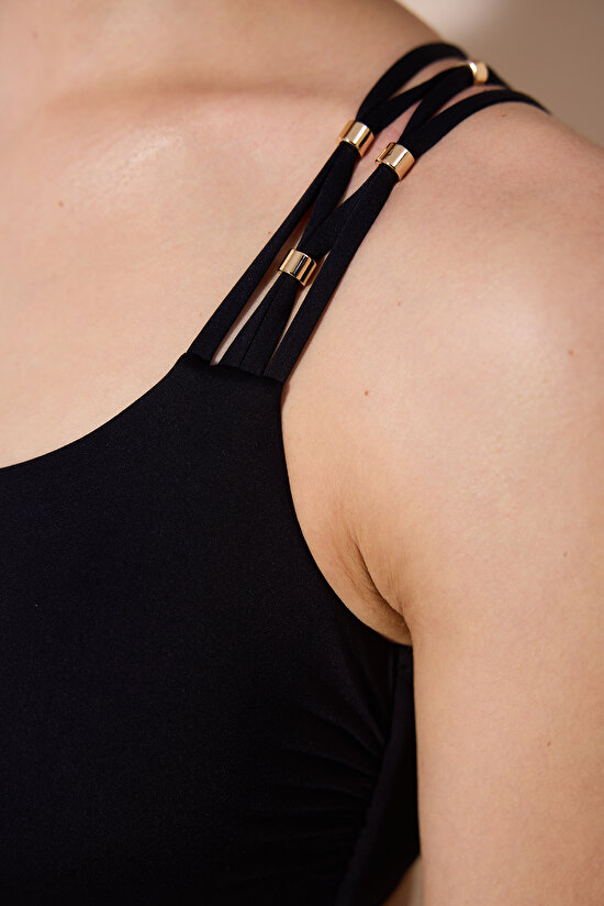 Danny One Shoulder Black Bikini Top - 5