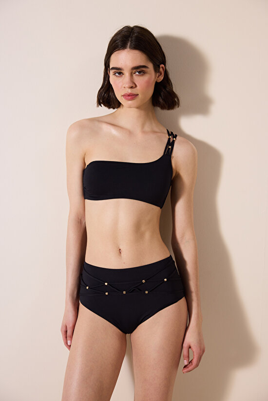 Danny One Shoulder Black Bikini Top - 6