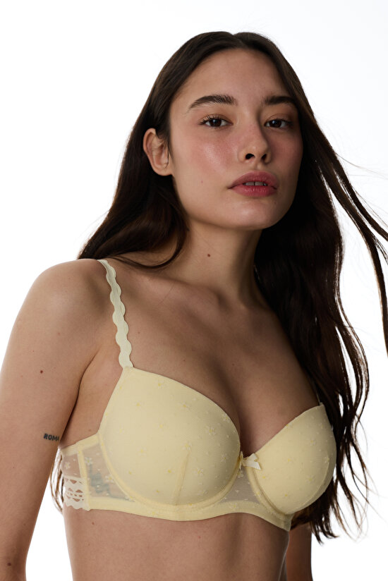 Sarı Laluce Lace Dantel Sütyen - 2