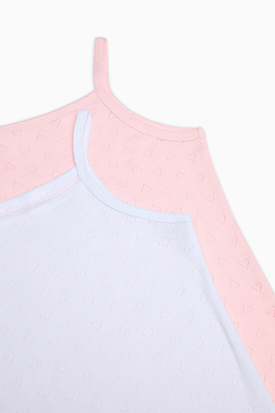 Kız Çocuk Lovely Pointel Pamuklu Çok Renkli 2li Atlet - 4