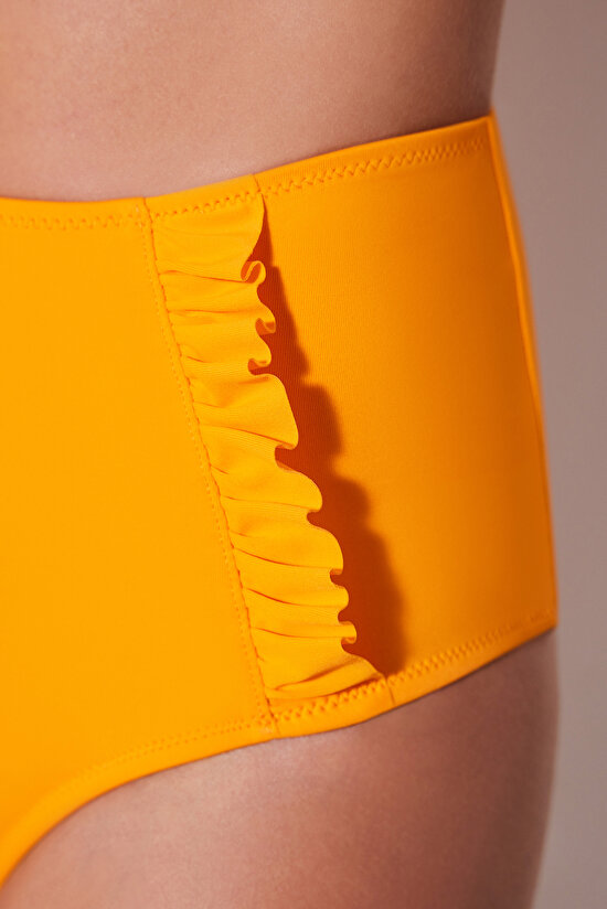 High Ruffle Orange Bikini Bottom - 3