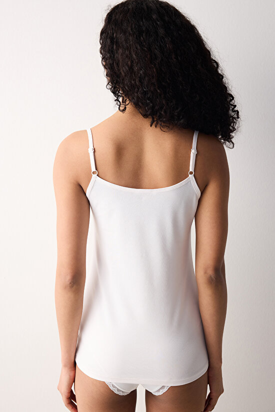 V Neck Cotton Beyaz Cami Atlet - 6