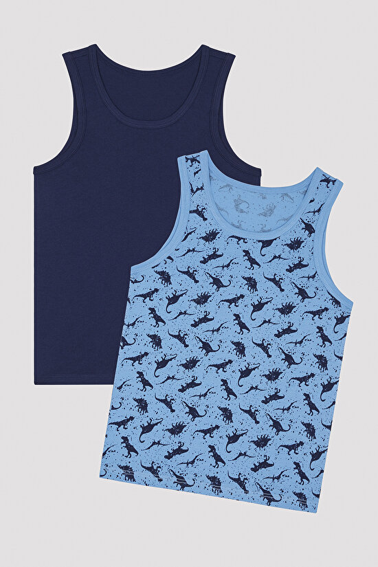 Boys Colorful Dino 2 Pack Tank - 1