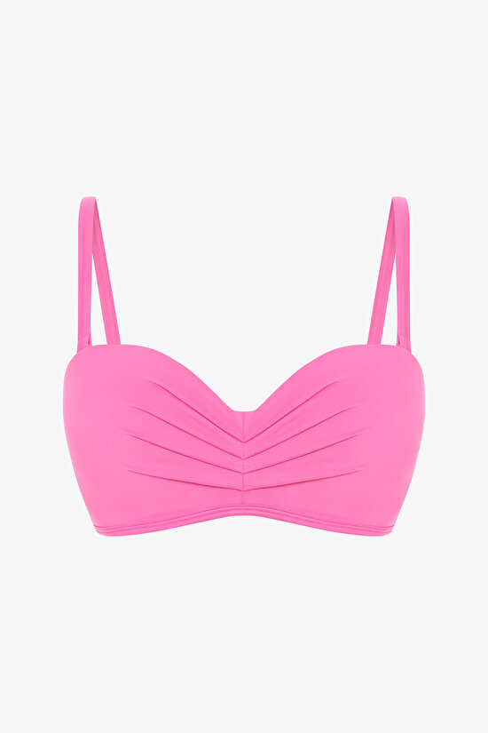 Pembe Lotus Bright Balenli Balconette Bikini Üstü - 6