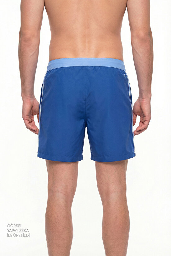 Man Dark Blue Thin Binding Shorts - 2