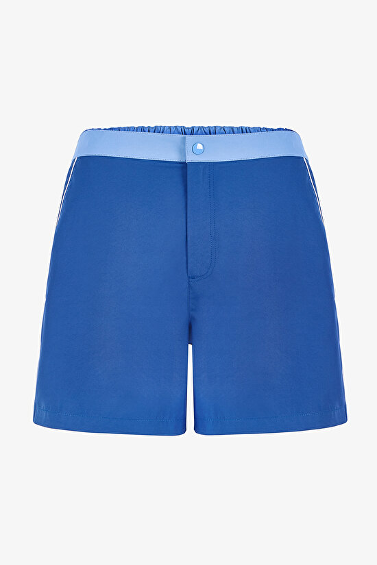 Man Dark Blue Thin Binding Shorts - 4