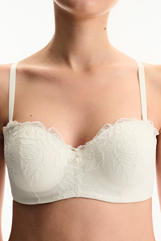 Off-White Lotus Strapless Broderie Bra - 3
