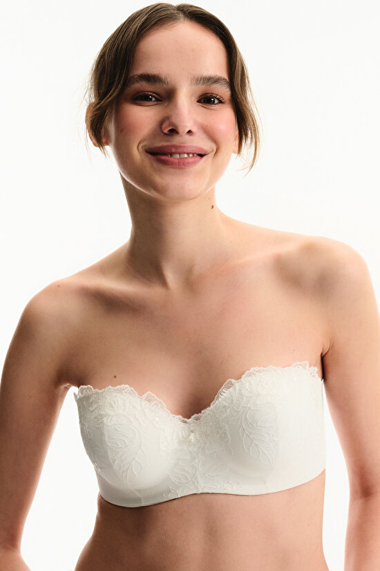 Off-White Lotus Strapless Broderie Bra - 4
