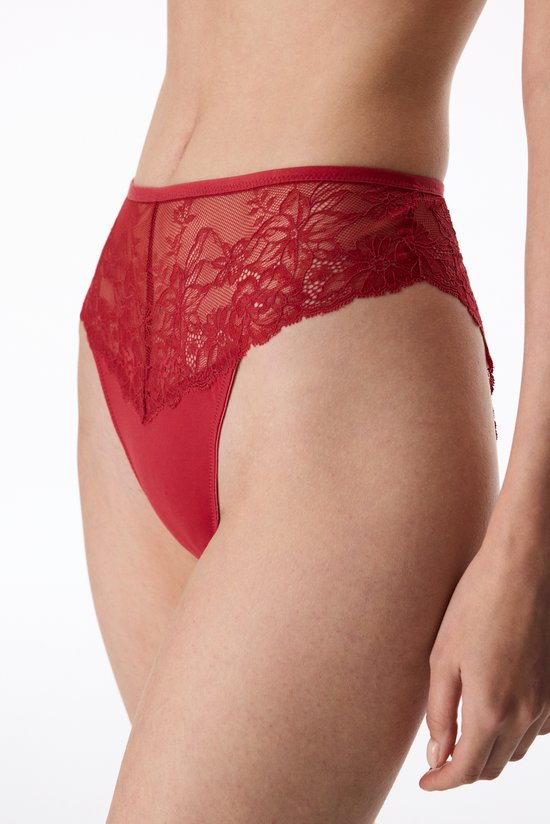 Red Floral High Waist Slip Briefs