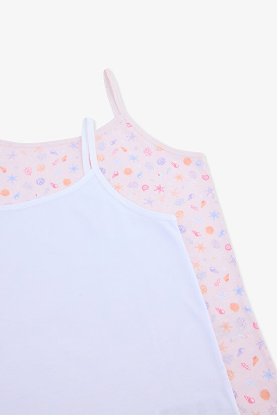 Kız Çocuk Shelly Çok Renkli Pamuklu 2'li Atlet - 4