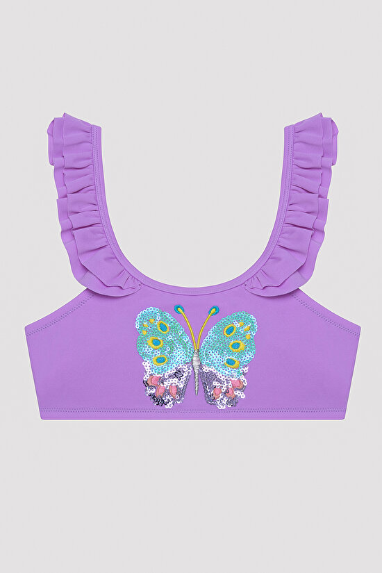 Kız Çocuk Butterfly Halter Lila Bikini Takımı - 2