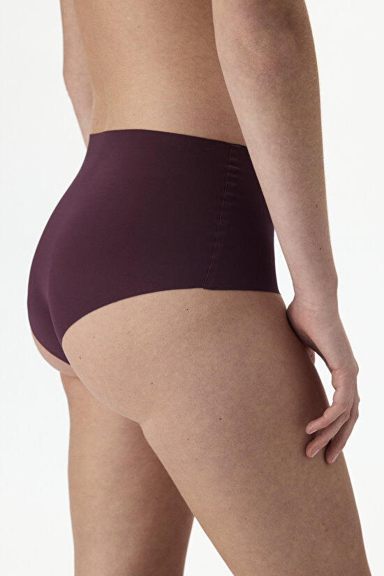 Bordo Invisible Lazer Kesim Yüksel Bel Slip Külot - 2