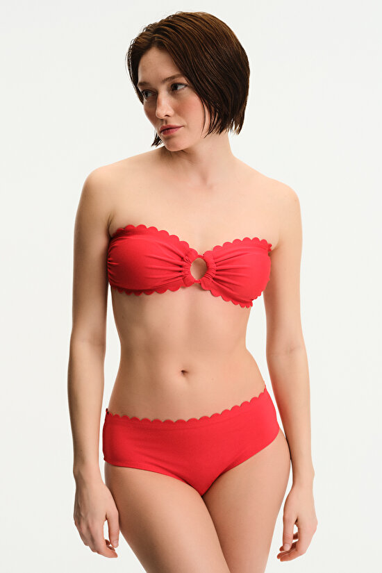 Kırmızı Peyton Straplez Bikini Üstü - 5