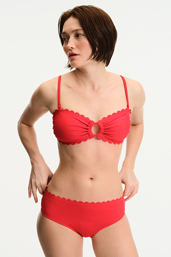 Kırmızı Peyton Straplez Bikini Üstü - 6