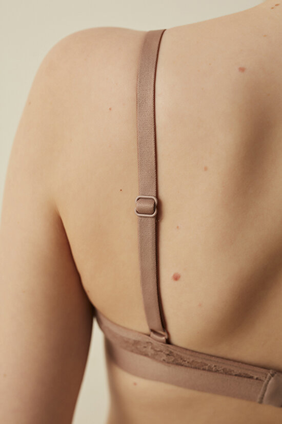 Bej Triangle Banded Lace Sütyen - 7