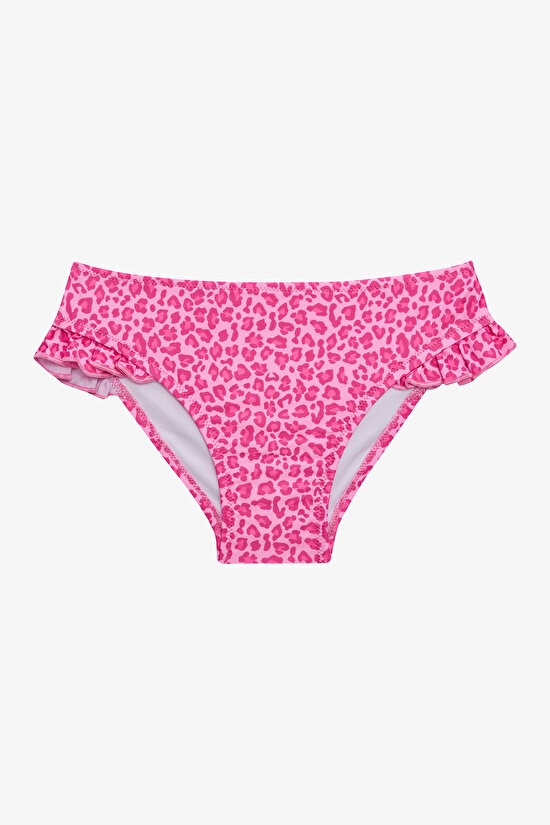 Kız Çocuk Mini Leopar Desenli Fırfırlı Bandeau Bikini Takımı - 3