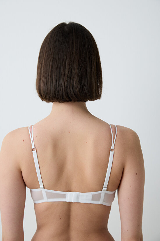 Glam Sequin Lace Kırık Beyaz Sütyen - 5