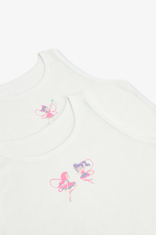 Off-White Girls Pretty Fairy Printed 2-Pack Tank Top - 4