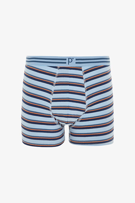 Mavi Erkek Geometrik Desenli 3'lü Boxer - 3