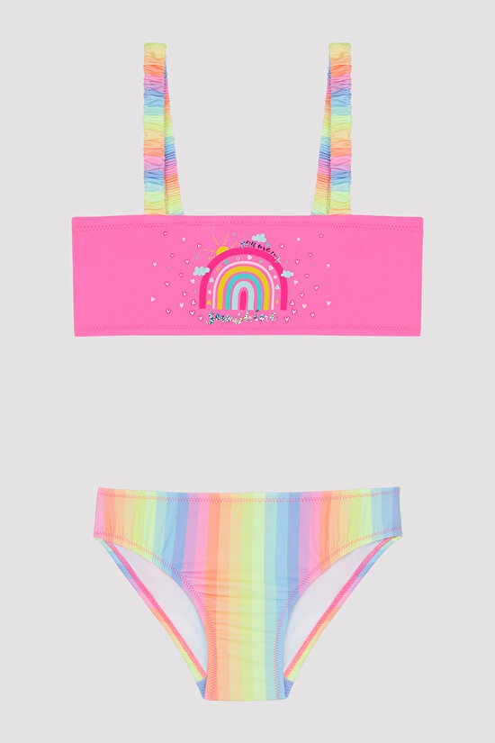 Girls Rainbow Bandeau Bikini Set - 1