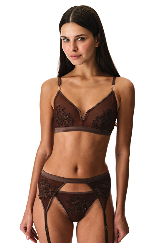 Brown V-Wired Triangle Bra - 3