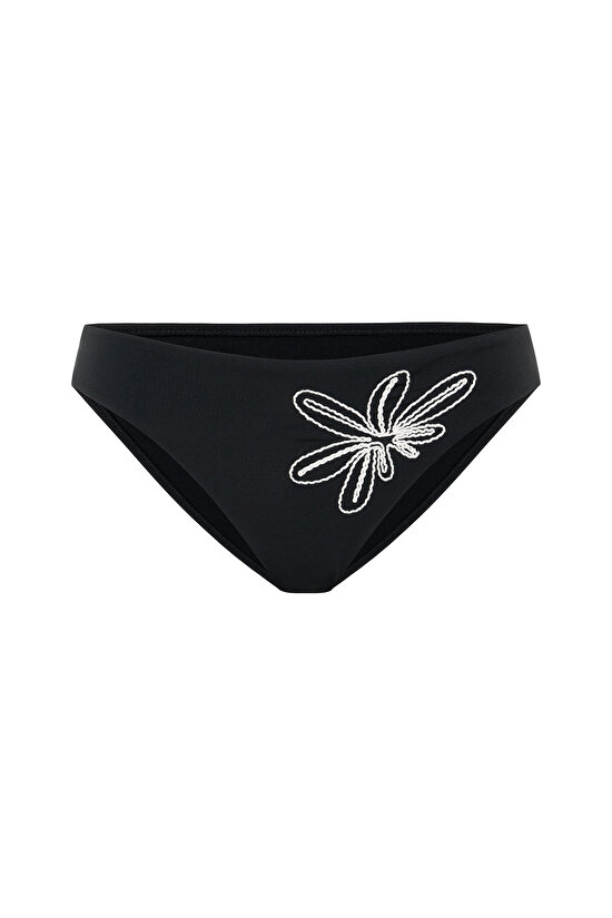 Black Embroidery Slip Bikini Bottom - 6