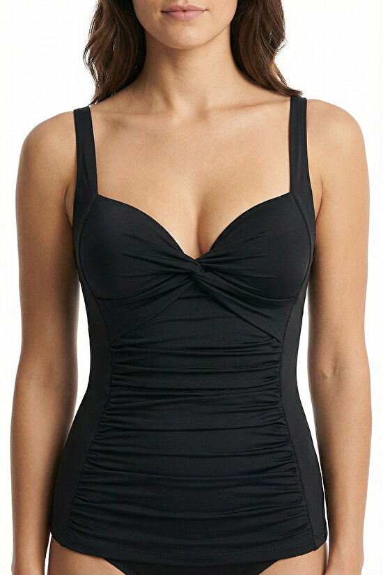 Siyah Büzgülü Bikini Üstü - 1