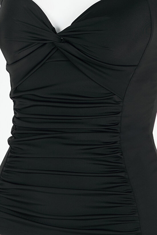 Siyah Büzgülü Bikini Üstü - 8