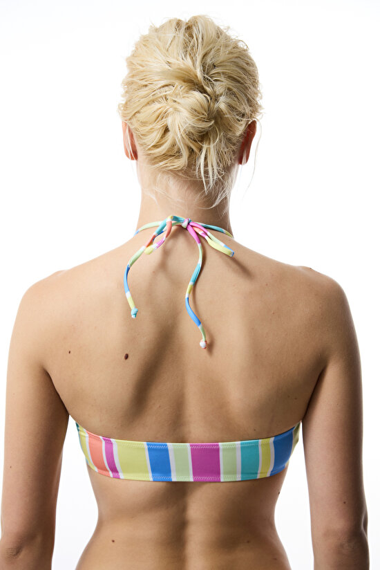 Donna Reverse Çizgili V Kesim Bikini Üstü - 3