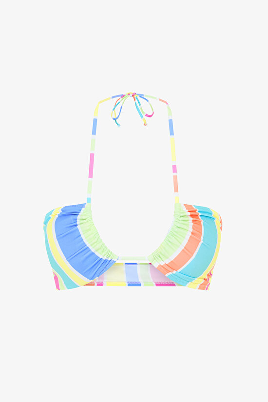 Donna Reverse Çizgili V Kesim Bikini Üstü - 5