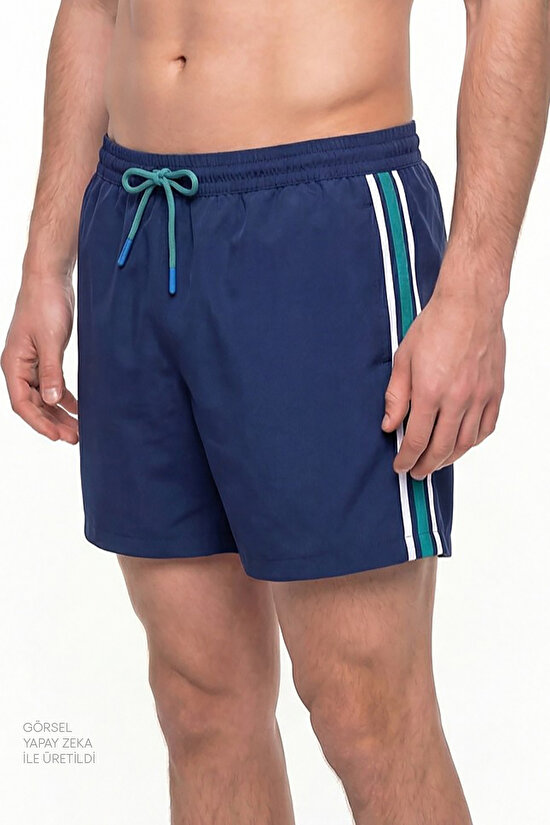 Man Dark Blue Retro Tennis Shorts - 3