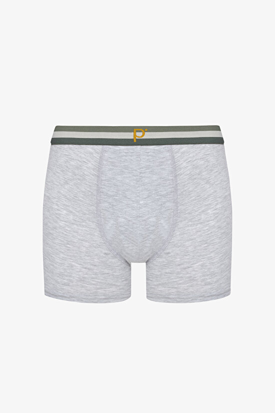 Erkek Pamuklu Basic Gray Çok Renkli 3lü Boxer Külot - 3