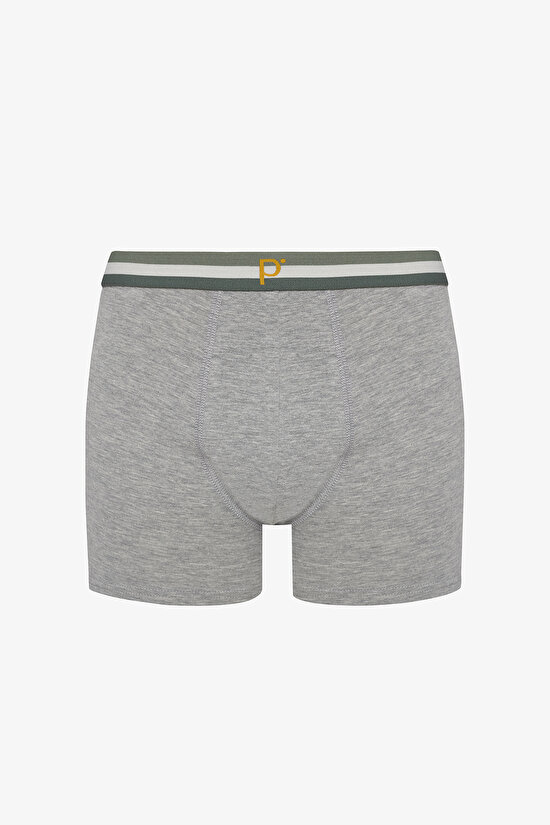 Erkek Pamuklu Basic Gray Çok Renkli 3lü Boxer Külot - 4