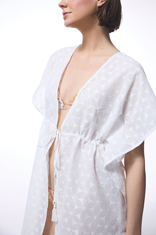 Kırık Beyaz Brode  Kaftan - 4