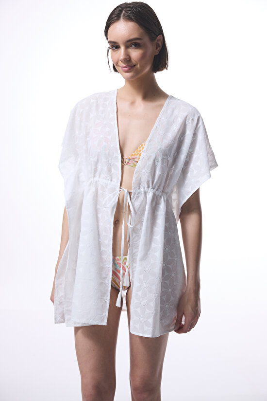 Kırık Beyaz Brode  Kaftan - 5