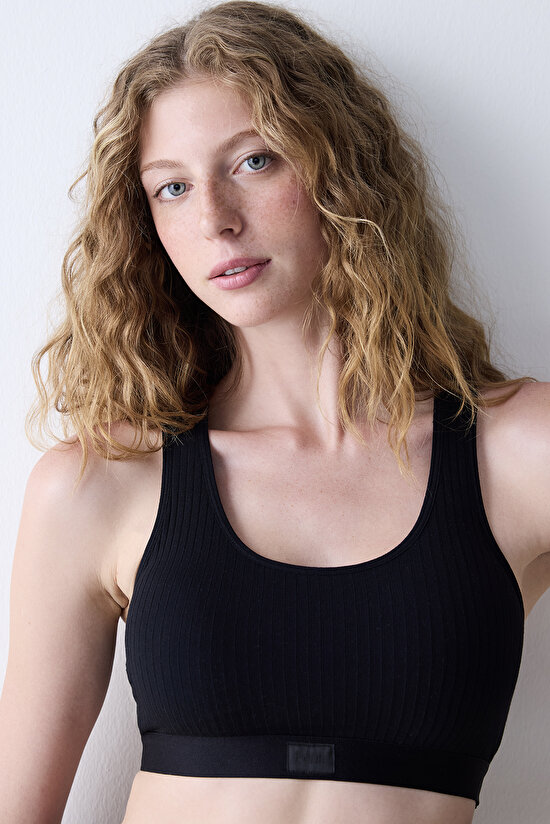 Removable Padded Racer Siyah Sütyen  - 4