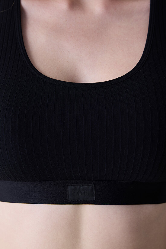Removable Padded Racer Siyah Sütyen  - 5