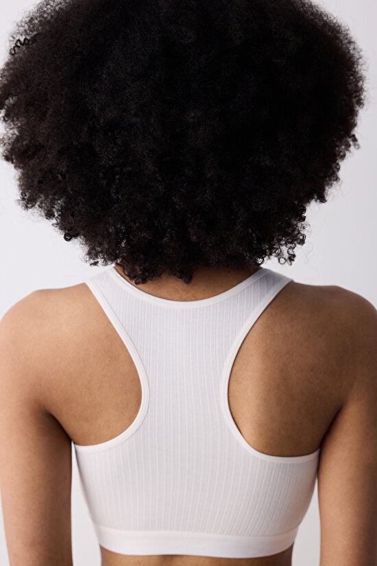 Removable Padded Racer White Bra - 4