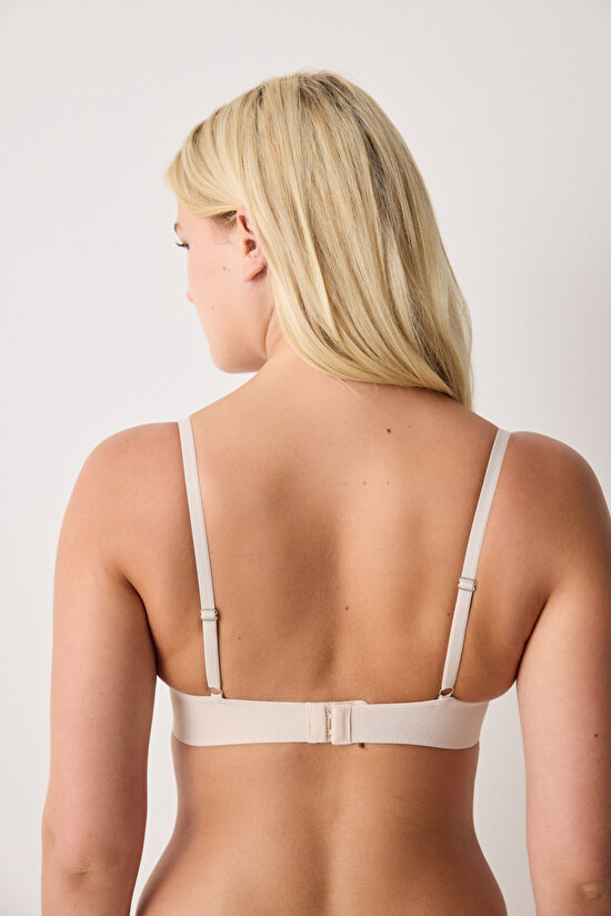 Liny Ribbed Balenli Açık Bej Sütyen - 4