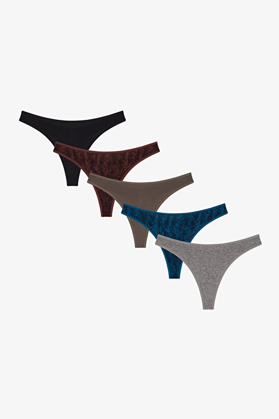Snake Snake Print 5 Pack Thong - 1