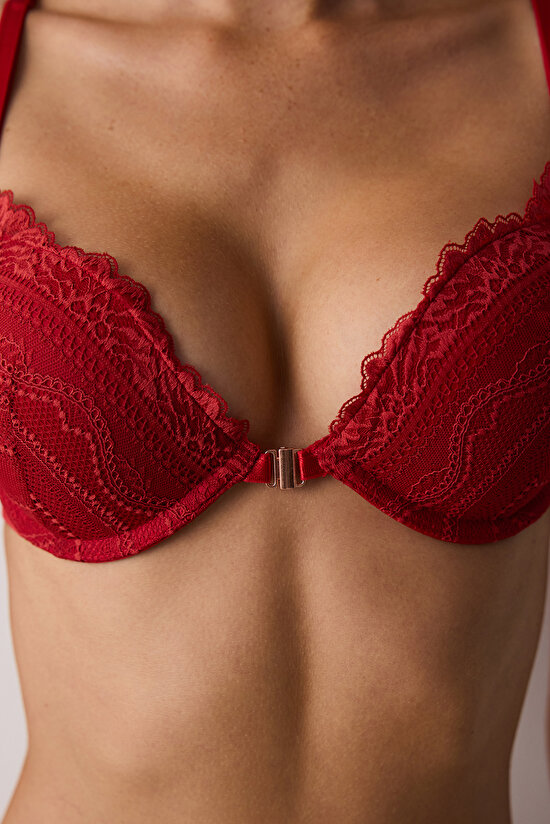 Front Opening Lol Up Red Bra - 4