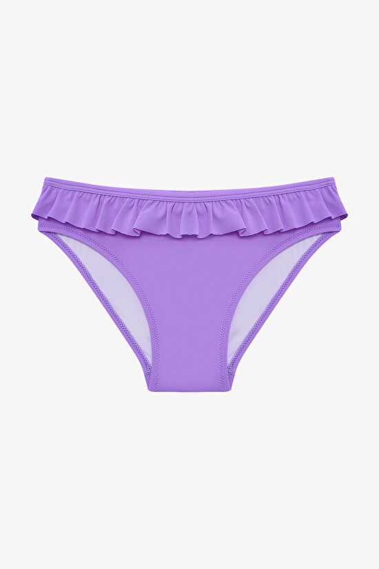 Lila Kız Çocuk Butterfly Fırfırlı Üçgen Bikini Takım - 3