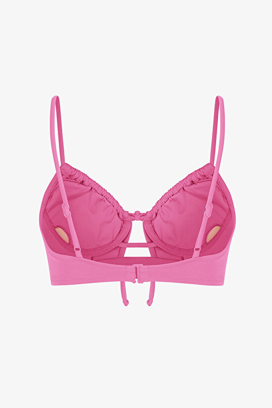 Pembe Front Opening Bikini Üstü - 7